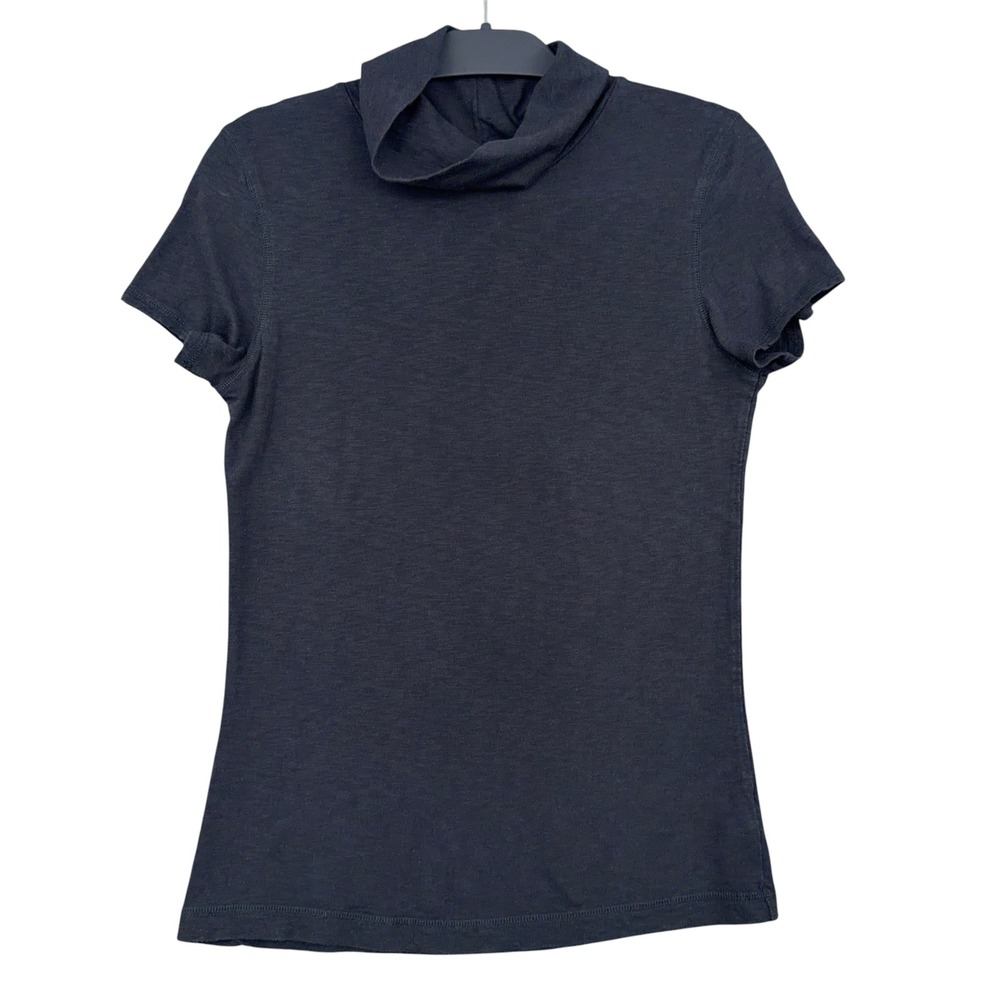 Athleta Mock Neck Top Women Large Cotton Modal Black #43267